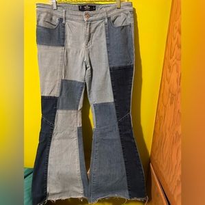 Hollister size 15 short full patchwork flare jeans